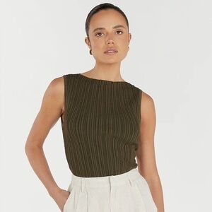 DISSH Sienna Olive Knit Tank Green Ribbed Sleeveless Top